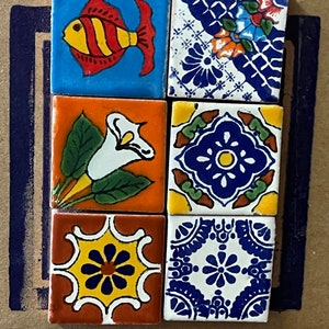 100 Mexican Talavera Tiles handmade- Hand painted 1 &quot;X 1&quot;