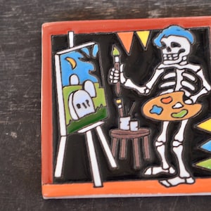 Talavera Mexican Tile- Day of the Dead / Catrín painter