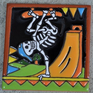 Talavera Mexican Hand-painted/ tiles (Day of the Dead) Men skidding