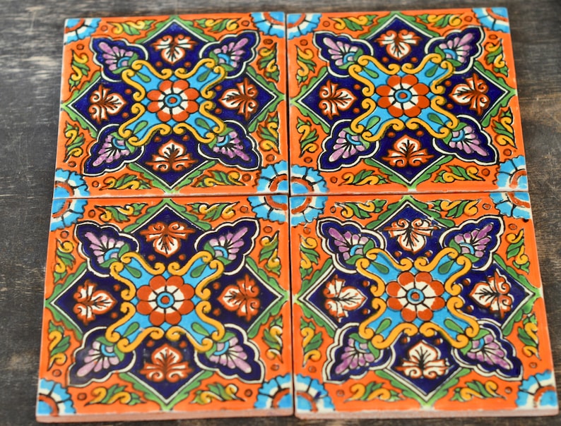 24 Mexican Talavera Tiles.hand Painted 4 1/4 Etsy Canada