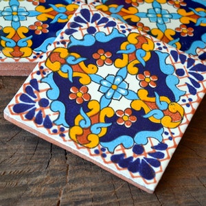 90 Mexicaanse Talavera-tegels handgemaakt, met de hand geschilderd 4 &quot;X 4&quot;