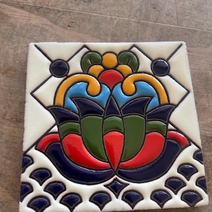6   Mexican Talavera Tiles handmade- Hand painted 4 &quot;X 4&quot; or 6x6&quot;