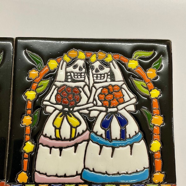 Talavera Mexican Tile Mosaic Day of the Dead / handsome guys 