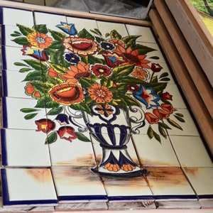 35 pieces Mexican Tile Wall Mural with texture.