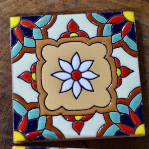 12 Mexican Talavera Tiles handmade, Hand painted 4 &quot;X 4&quot;