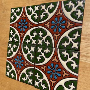 6   Mexican Talavera Tiles handmade- Hand painted 4 &quot;X 4&quot; or 6 x 6&quot;