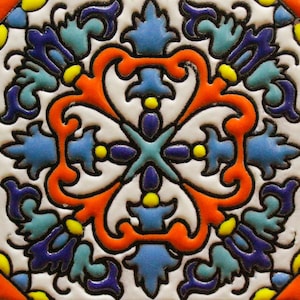 メキシコ タラベラ タイル 6 枚、手作り - 手描き、4 x 4 インチまたは 6 x 6 インチ。