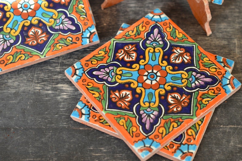 24 Mexican Talavera Tiles.hand Painted 4 1/4 Etsy Canada