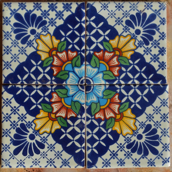 90 Mexican Talavera Tiles.Hand painted 4 "X 4"