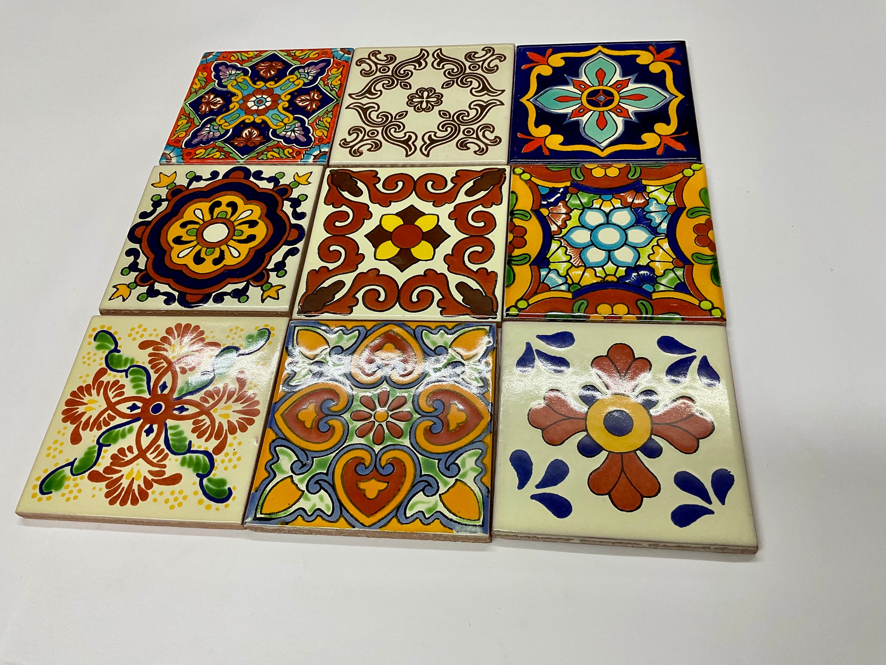 メキシカンタイル40枚。手描き 4 1/4 - Etsy 日本