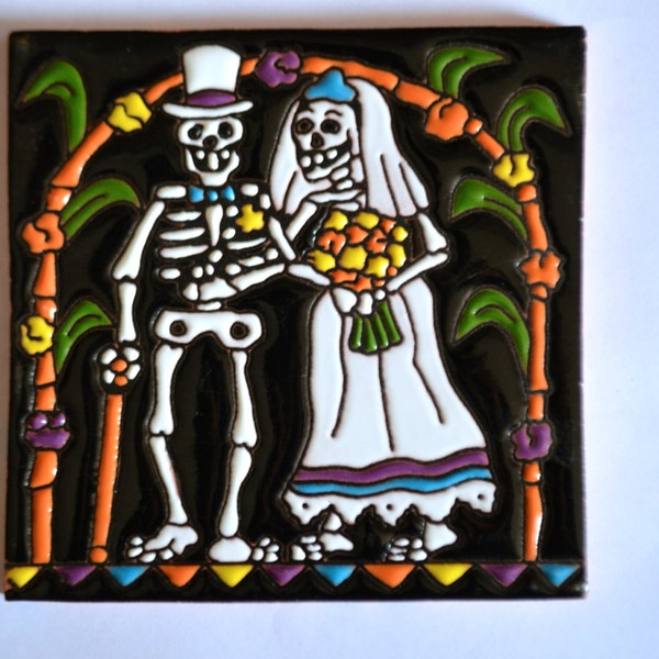 Talavera Mexican Tile Mosaic Day of the Dead / Tiles Clay Catrina