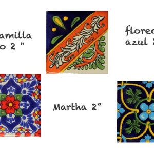 12 Talavera tiles 2 "X 2" with 3 designs