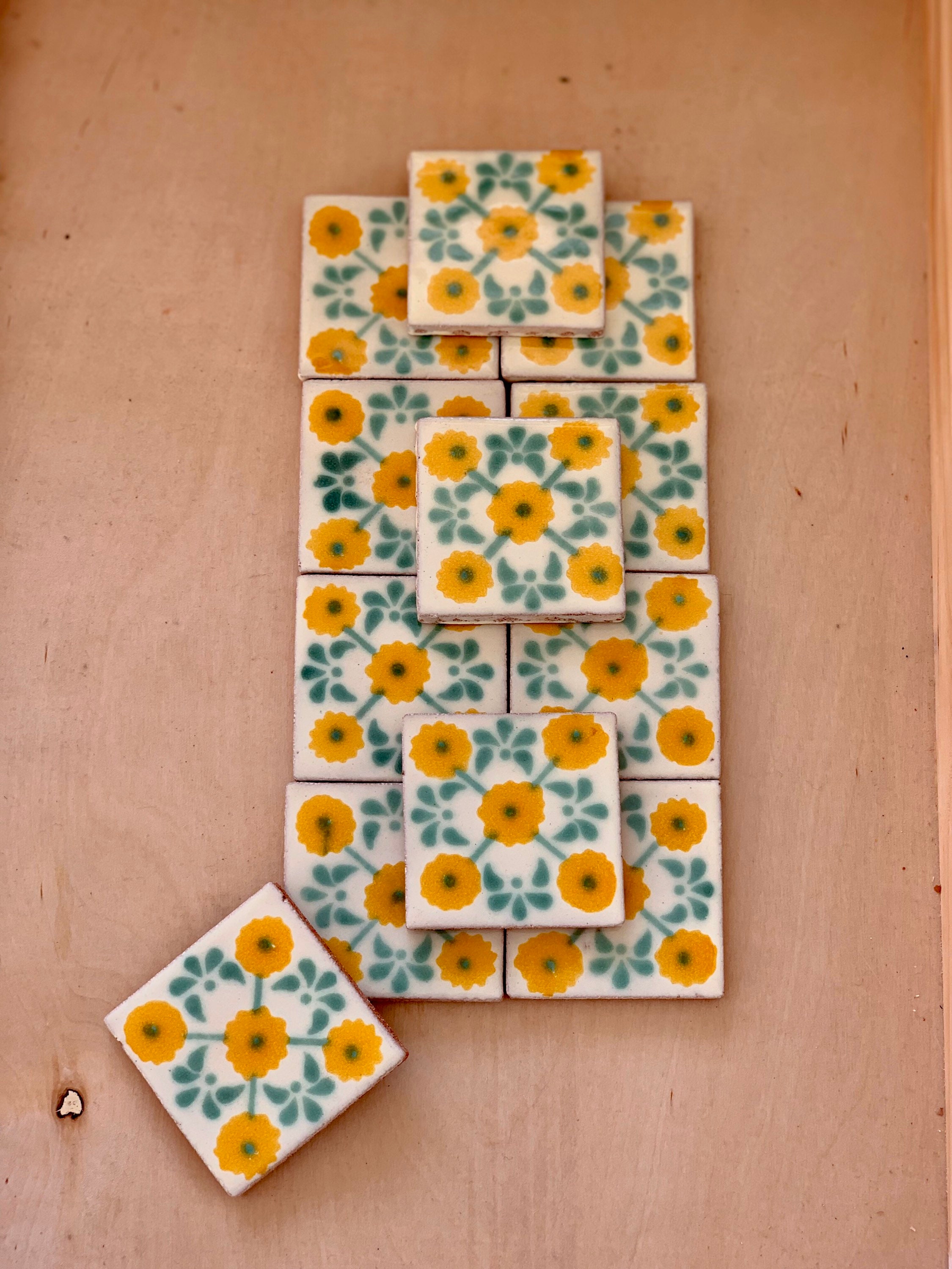 35 Mexican Talavera Tiles / Hand painted 2 "X 2"
