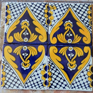 90 Mexican Talavera Tiles handmade, Hand painted 4 &quot;X 4&quot;