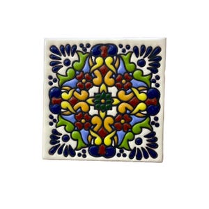 10   Mexican Talavera Tiles handmade- Hand painted 4 &quot;X 4&quot;