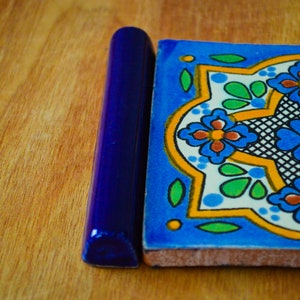 12~ 1 1/4" x 4" Mexican Talavera tile trim Washed Blue