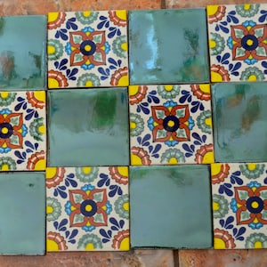 12 Mexican Talavera tiles hand-painted 4 &quot;X 4&quot;