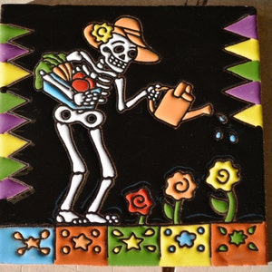 Talavera Mexican Tile Mosaic Day of the Dead / Tiles Clay Catrina
