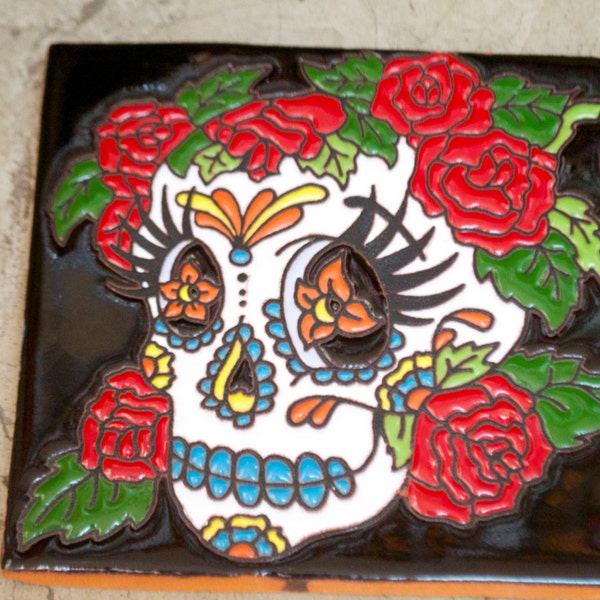 Talavera Mexican Tile Mosaic Day of the Dead / Tiles Clay Catrina