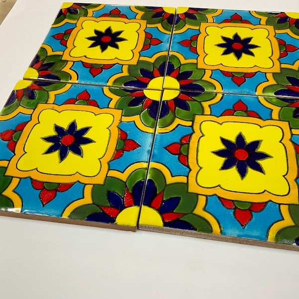 14 Mexican Talavera Tiles.Hand made-Hand painted 6 "X 6"