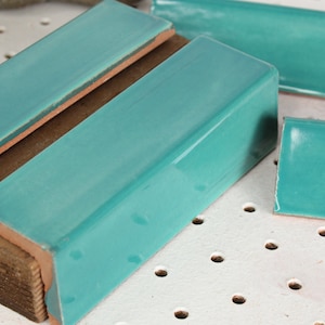 12~ 2&quot; x 4&quot; Mexican Talavera tile trim Washed Turquoise