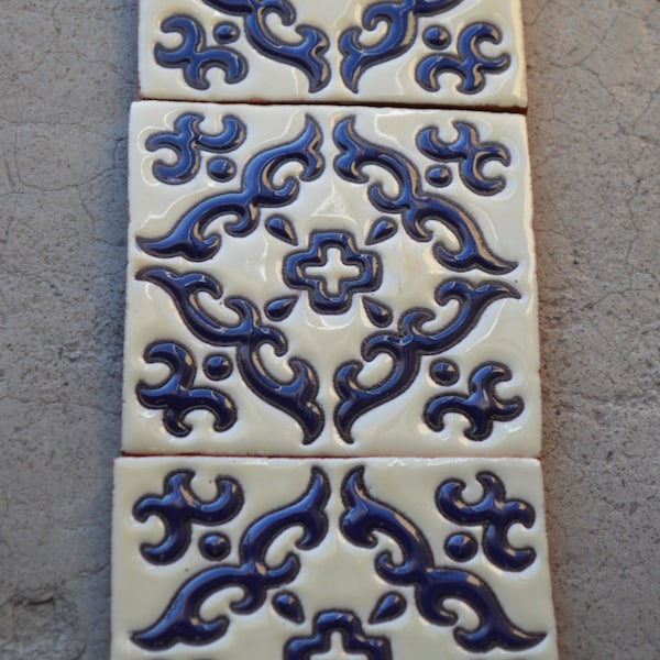 6   Mexican Talavera Tiles handmade- Hand painted 4 "X 4" or 6x6"