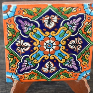 24 Mexican Talavera Tiles.Hand painted 4 1/4"