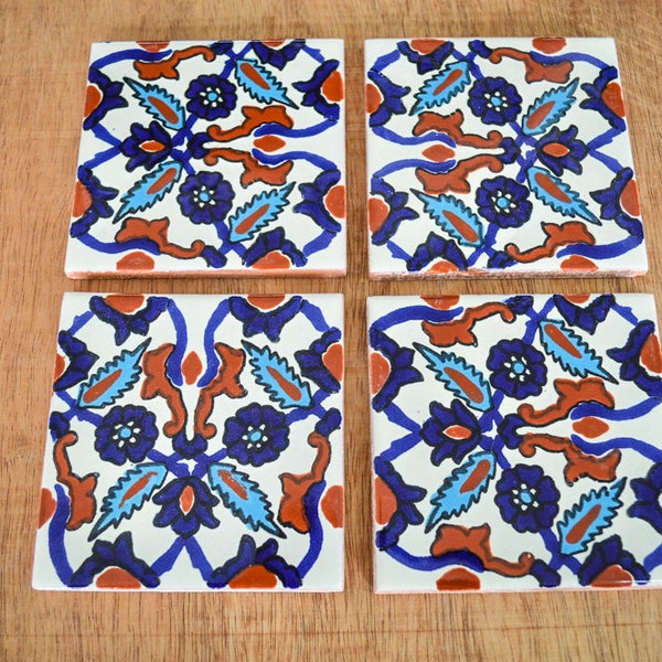 24 Mexican Talavera Tiles.Hand painted 4 "X 4"-