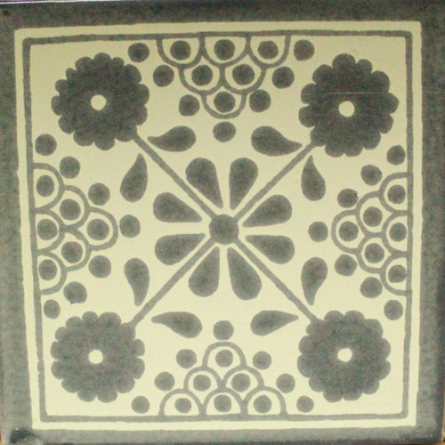 One Handmade Mexican Tile Sample Talavera Clay 4" x 4" Tile C173 