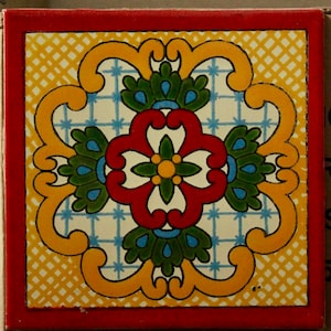 24 Mexican Talavera Tiles.Hand painted 4 1/4"