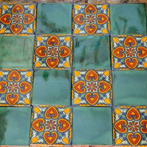 16  Mexican Talavera Tiles handmade, Hand painted 4 "X 4"