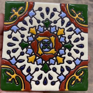 6  Mexican Talavera Tiles handmade- Hand painted 4 &quot;X 4&quot; or 6&quot; x 6&quot;