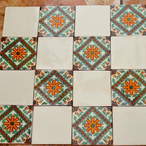 16  Mexican Talavera Tiles handmade, Hand painted 4 &quot;X 4&quot;