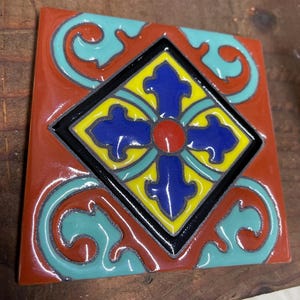10   Mexican Talavera Tiles handmade- Hand painted 4 &quot;X 4&quot;