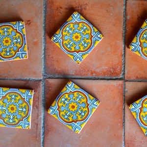 6  Mexican Talavera Tiles / Hand painted 2 &quot;X 2&quot;