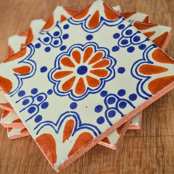 12 Mexicaanse Talavera tegels handgemaakt, handbeschilderd 4" X 4"