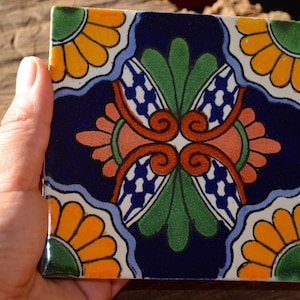 12 Mexican Talavera Tiles handmade, Hand painted 4 &quot;X 4&quot;