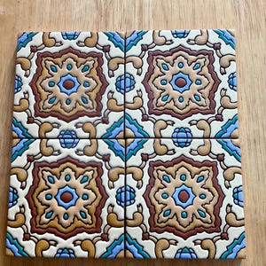12 Mexican Talavera Tiles handmade, Hand painted 4 &quot;X 4&quot;