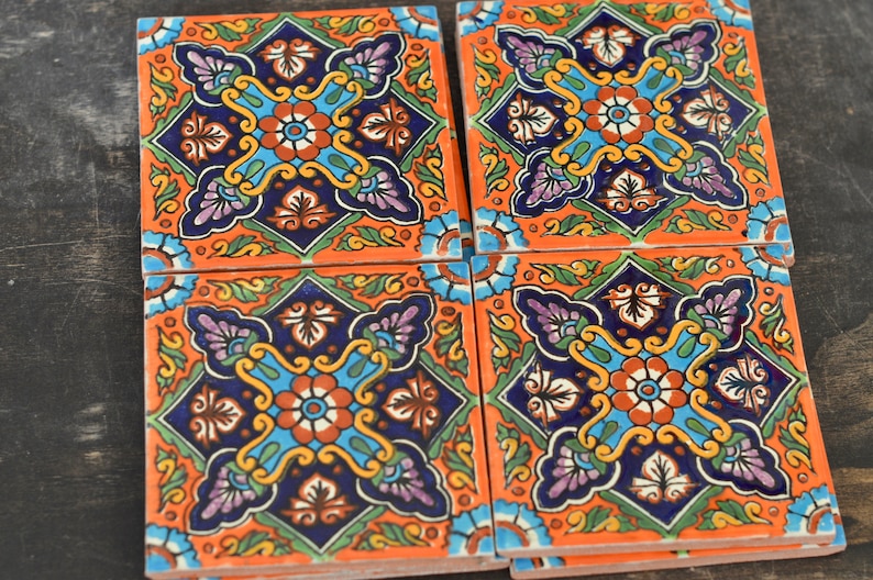 24 Mexican Talavera Tiles.hand Painted 4 1/4 Etsy Canada