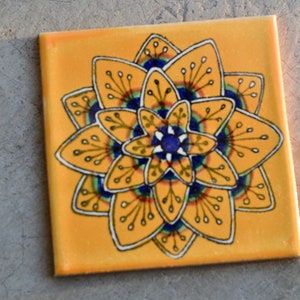9~MEXICAN TALAVERA POTTERY 4&quot; tile Clay Hand Painted