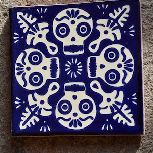 2~ TILE Talavera Mexican Tile Mosaic Day of the Dead / Tiles Clay Catrina