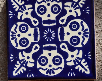 2~ TILE Talavera Mexican Tile Mosaic Day of the Dead / Tiles Clay Catrina