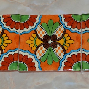 24 Mexican Talavera Tiles.Hand painted 4 "X 4"-