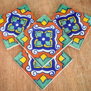 12 Mexicaanse Talavera-tegels handgemaakt, met de hand geschilderd 4 &quot;X 4&quot;