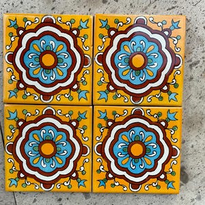 12 Mexicaanse Talavera-tegels handgemaakt, met de hand geschilderd 4 &quot;X 4&quot;
