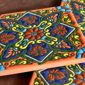 6 Mexican Talavera Tiles handmade- Hand painted 4 "X 4" or 6x6"