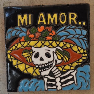 Talavera Mexican Tile Mosaic Day of the Dead / Tiles Clay Catrina