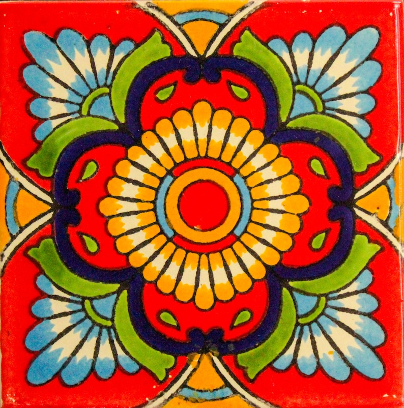 12 Mexican Talavera Tiles. Hand Madehand Painted 4 x Etsy