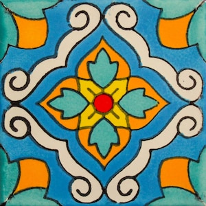 18~MEXICAN TALAVERA POTTERY 4&quot; tile Clay Hand Painted