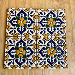 6 Mexican Talavera Tiles handmade- Hand painted 4 &quot;X 4&quot; or 6x6&quot;